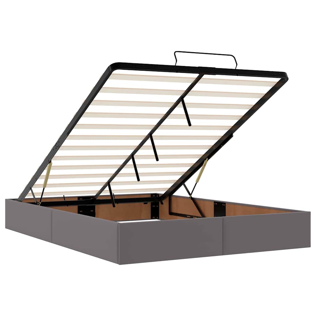 Bettgestell mit Matratze Grau 140 x 200 cm Kunstleder