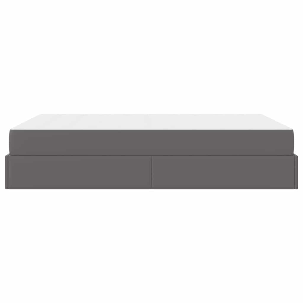 Bettgestell mit Matratze Grau 140 x 200 cm Kunstleder