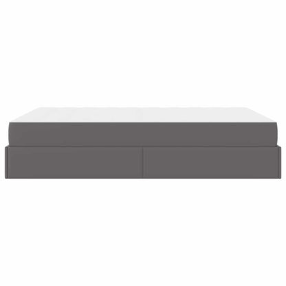 Bettgestell mit Matratze Grau 140 x 200 cm Kunstleder