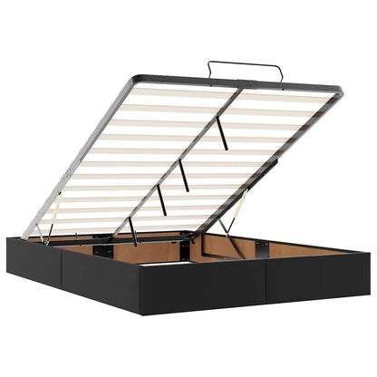 Bettgestell mit Matratze Schwarz 160 x 200 cm Kunstleder