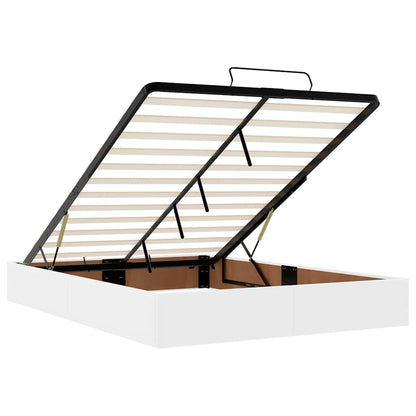 Bettgestell mit Matratze Reinweiß 160 x 200 cm Kunstleder