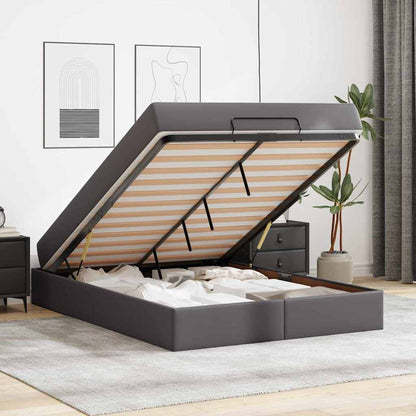 Bettgestell mit Matratze Grau 160 x 200 cm Kunstleder