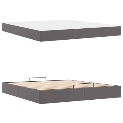 Bettgestell mit Matratze Grau 180 x 200 cm Kunstleder