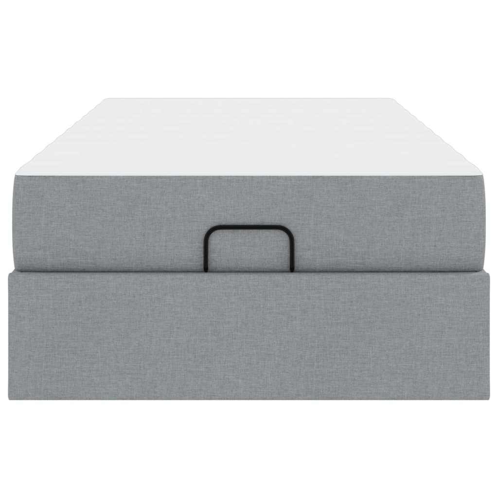 Bettgestell mit Matratze Hellgrau 90 x 190 cm Stoff