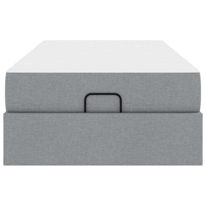 Bettgestell mit Matratze Hellgrau 90 x 190 cm Stoff