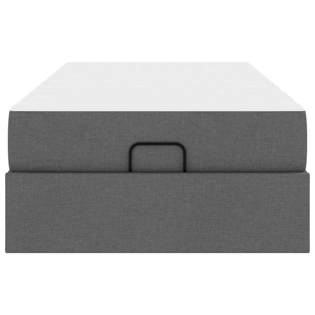 Bettgestell mit Matratze Dunkelgrau 90 x 190 cm Stoff