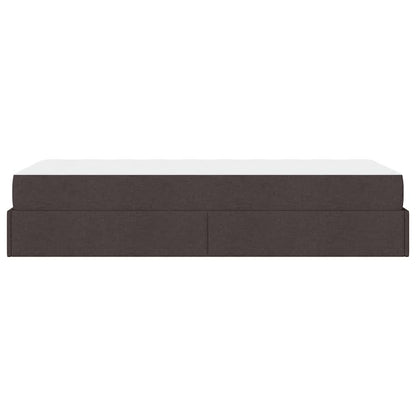 Bettgestell mit Matratze Dunkelbraun 90 x 190 cm Stoff