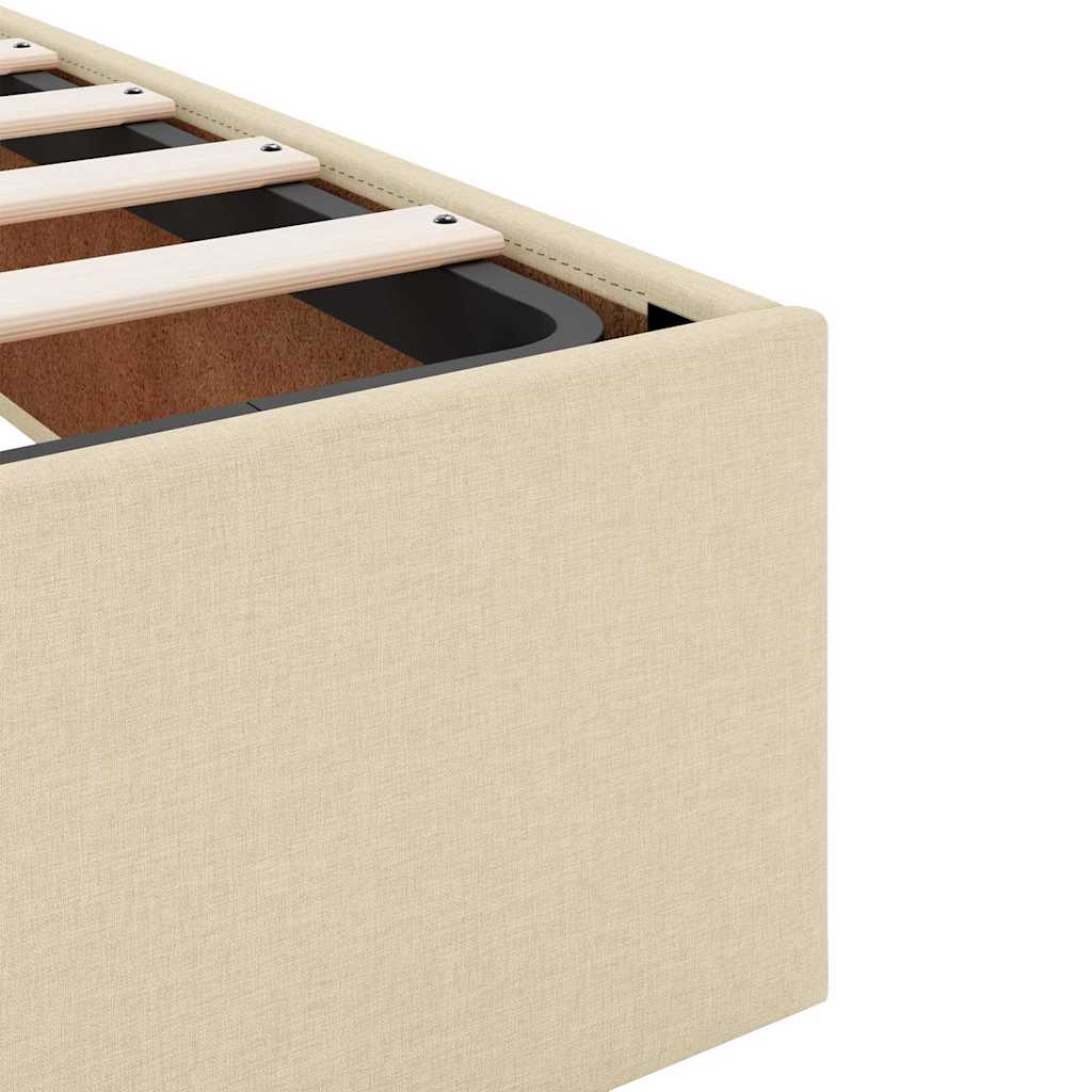 Bettgestell mit Matratze Creme 90 x 190 cm Stoff