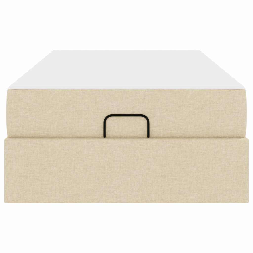 Bettgestell mit Matratze Creme 90 x 190 cm Stoff