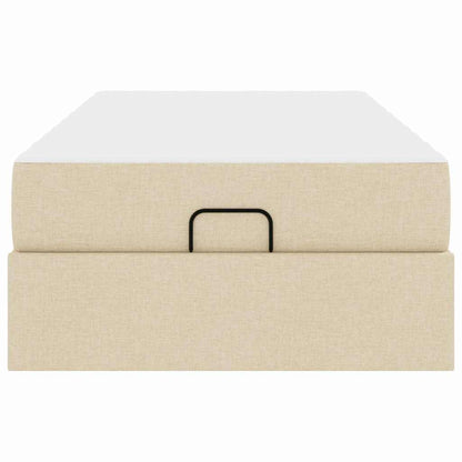 Bettgestell mit Matratze Creme 90 x 190 cm Stoff