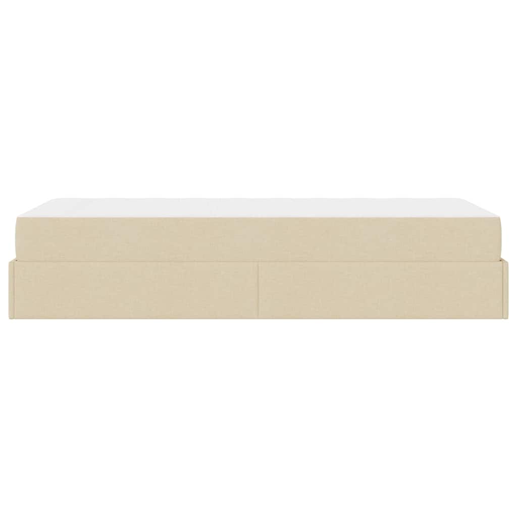 Bettgestell mit Matratze Creme 90 x 190 cm Stoff