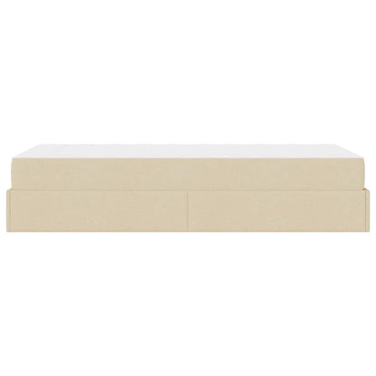 Bettgestell mit Matratze Creme 90 x 190 cm Stoff