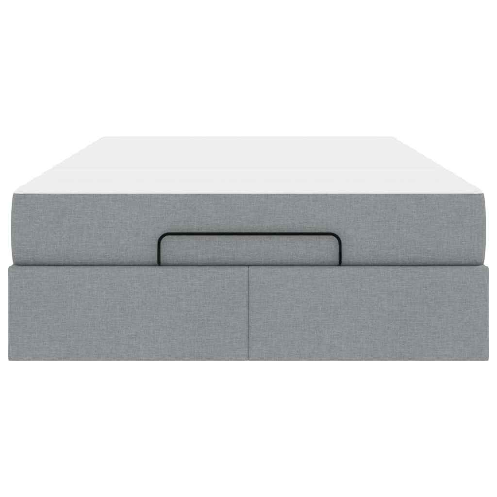 Bettgestell mit Matratze Hellgrau 120 x 190 cm Stoff