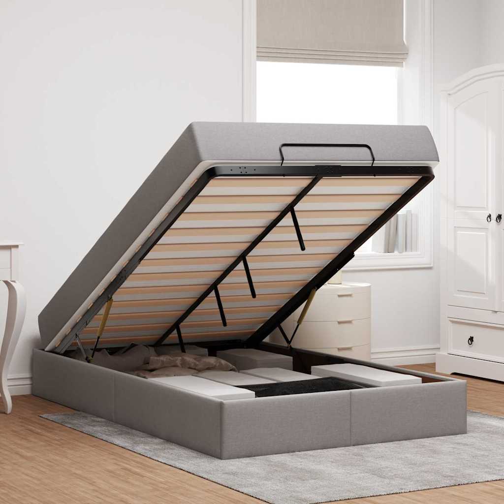 Bettgestell mit Matratze Taupe 120 x 190 cm Stoff