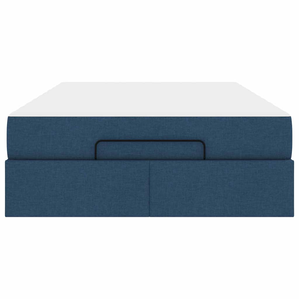 Bettgestell mit Matratze Blau 120 x 190 cm Stoff