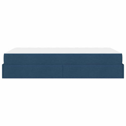 Bettgestell mit Matratze Blau 120 x 190 cm Stoff