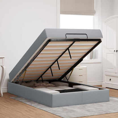 Bettgestell mit Matratze Hellgrau 120 x 200 cm Stoff