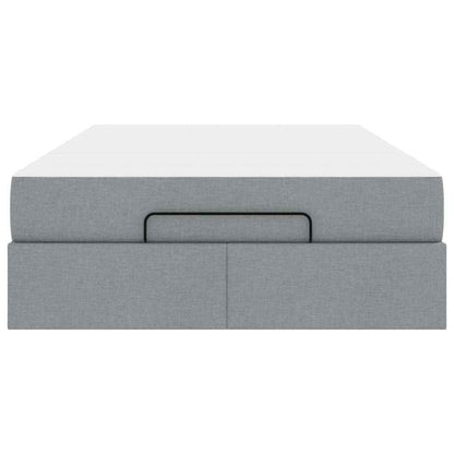 Bettgestell mit Matratze Hellgrau 120 x 200 cm Stoff