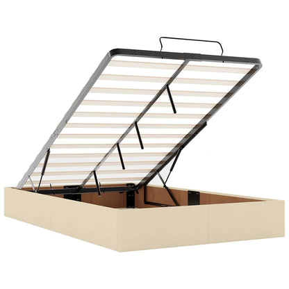 Bettgestell mit Matratze Creme 120 x 200 cm Stoff