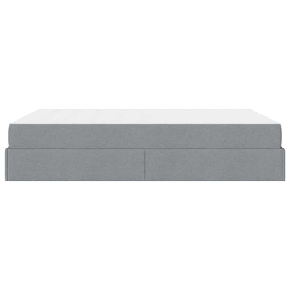 Bettgestell mit Matratze Hellgrau 140 x 190 cm Stoff