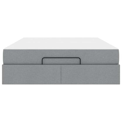 Bettgestell mit Matratze Hellgrau 140 x 200 cm Stoff