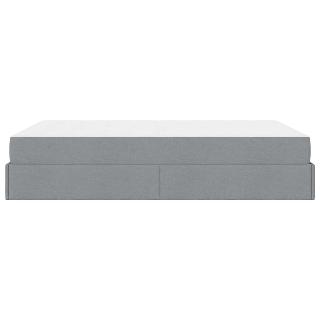 Bettgestell mit Matratze Hellgrau 140 x 200 cm Stoff