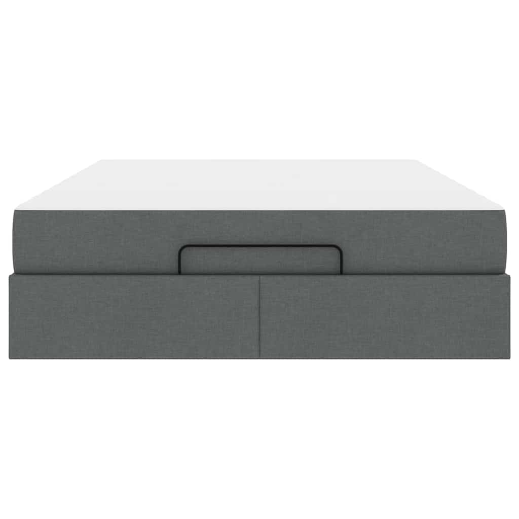 Bettgestell mit Matratze Dunkelgrau 140 x 200 cm Stoff