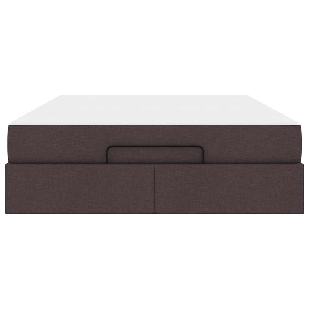 Bettgestell mit Matratze Dunkelbraun 140 x 200 cm Stoff