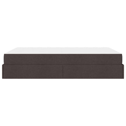 Bettgestell mit Matratze Dunkelbraun 140 x 200 cm Stoff