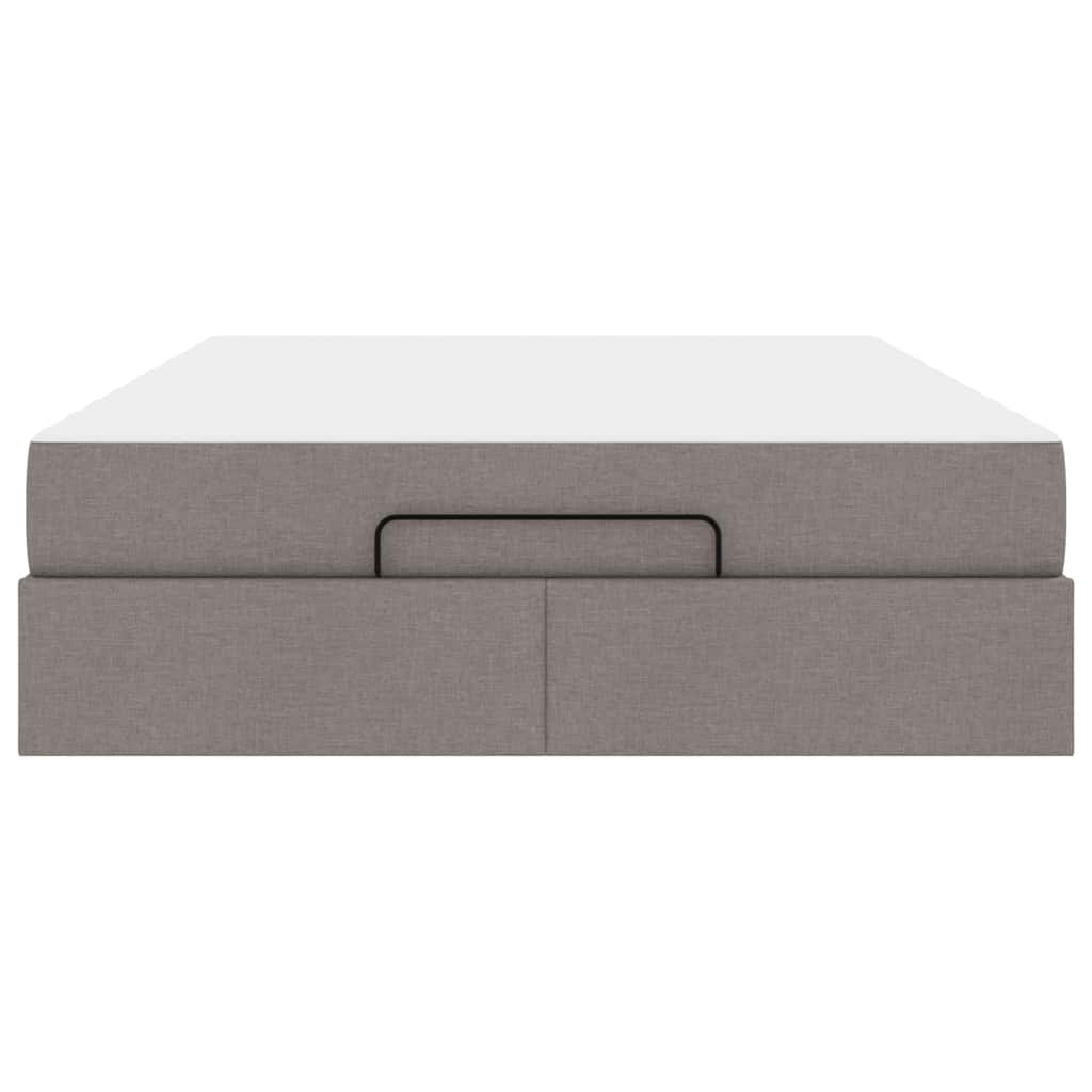 Bettgestell mit Matratze Taupe 140 x 200 cm Stoff