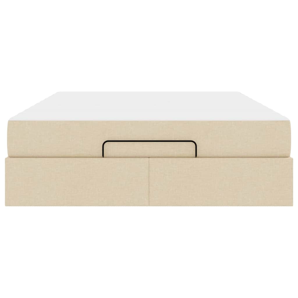 Bettgestell mit Speicher Creme 140 x 200 cm Stoff