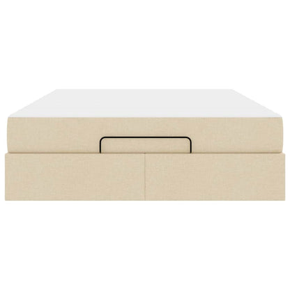 Bettgestell mit Speicher Creme 140 x 200 cm Stoff