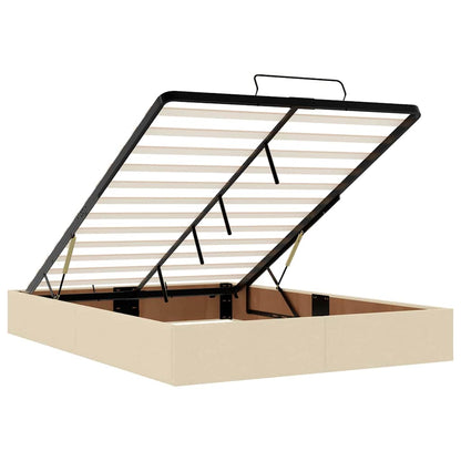 Bettgestell mit Speicher Creme 140 x 200 cm Stoff