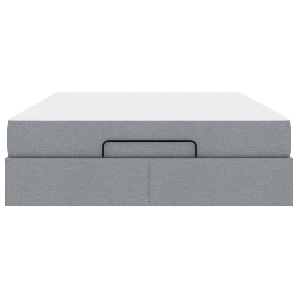 Bettgestell mit Speicher Hellgrau 160 x 200 cm Stoff