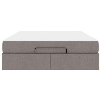 Bettgestell mit Speicher Taupe 160 x 200 cm Stoff