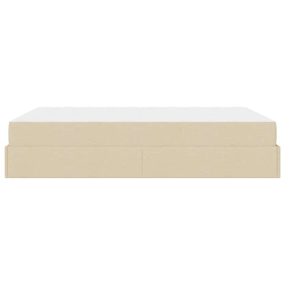 Bettgestell mit Speicher Creme 160 x 200 cm Stoff