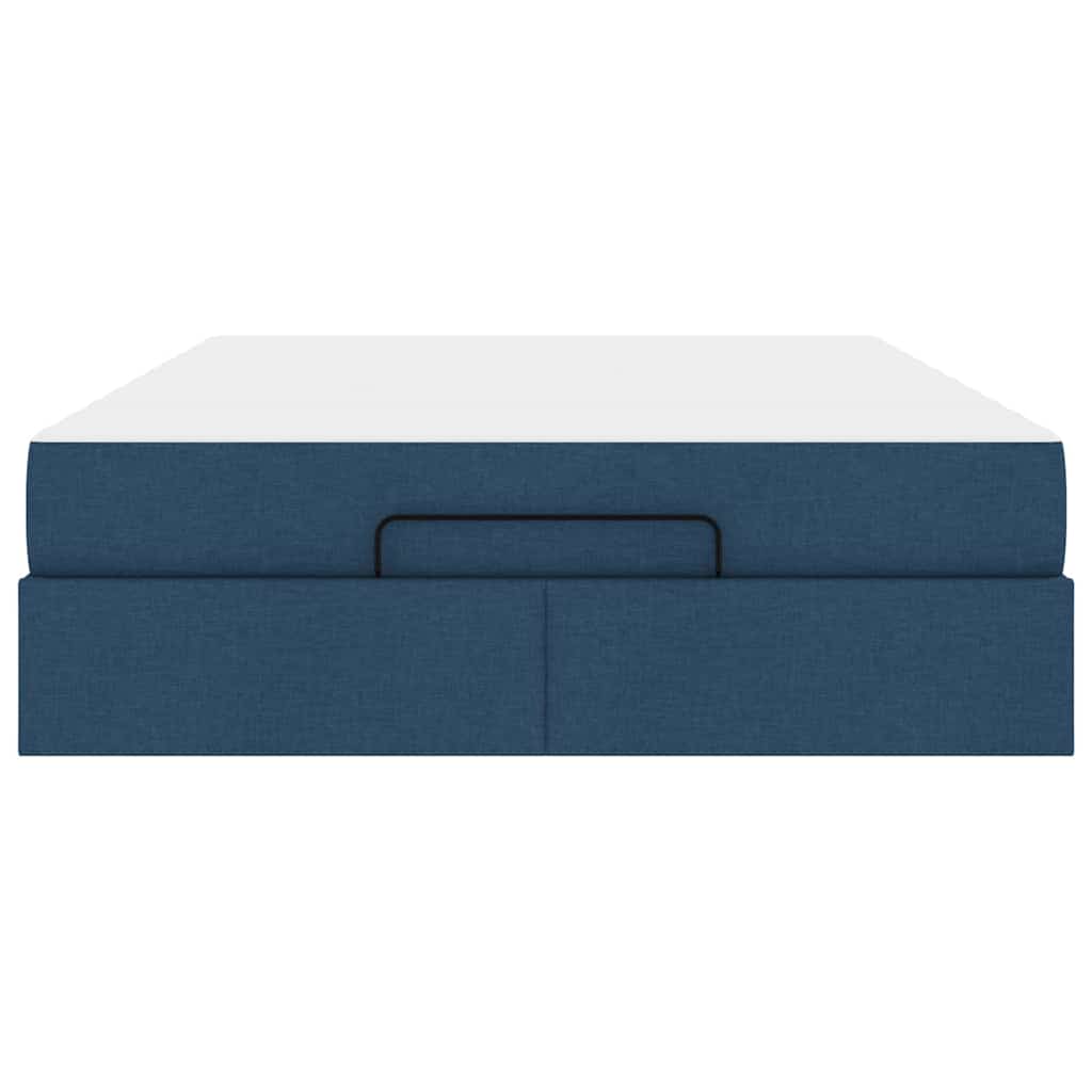 Bettgestell mit Speicher Blau 160 x 200 cm Stoff