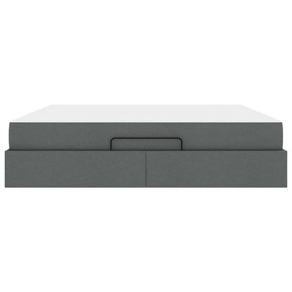 Bettgestell mit Speicher Dunkelgrau 180 x 200 cm Stoff