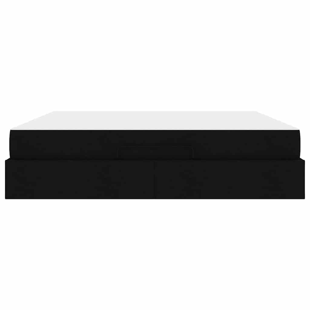 Bettgestell mit Speicher Schwarz 180 x 200 cm Stoff
