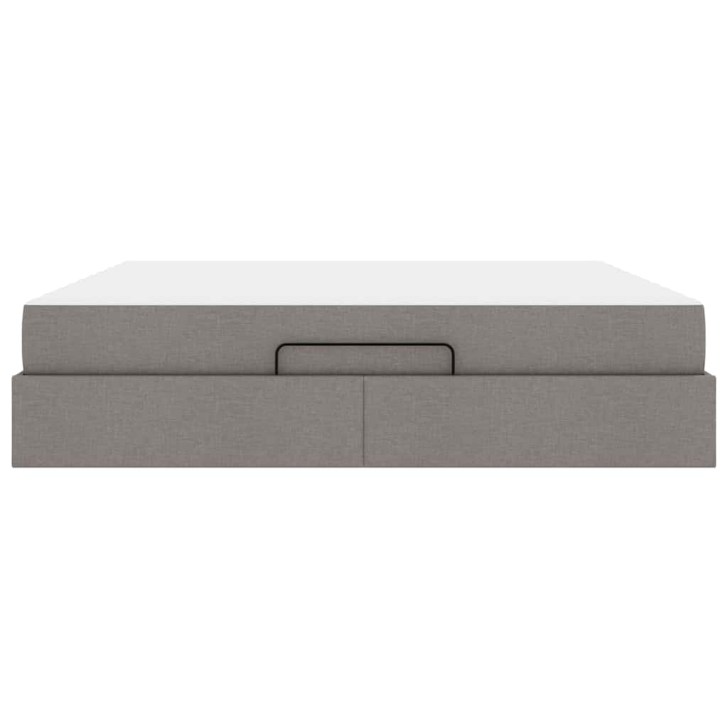 Bettgestell mit Speicher Taupe 180 x 200 cm Stoff