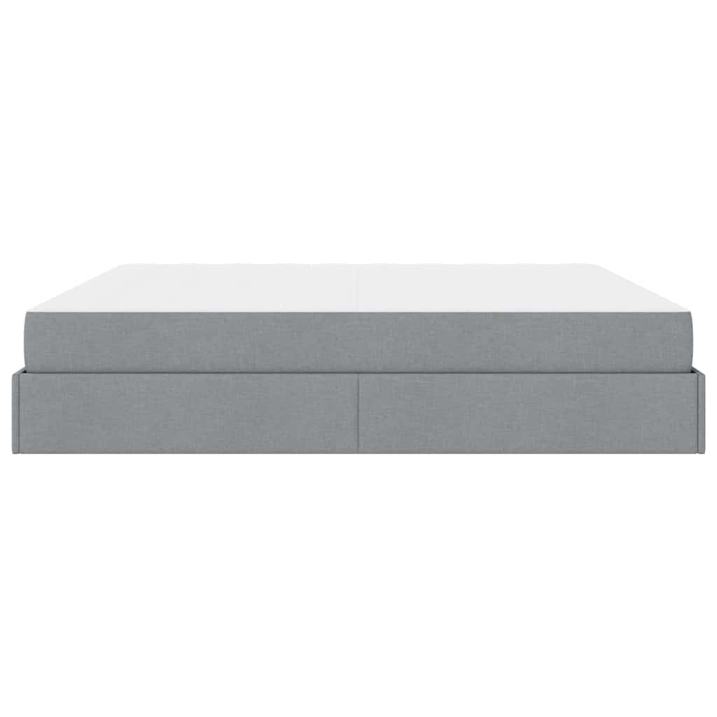 Bettgestell mit Speicher Hellgrau 200 x 200 cm Stoff