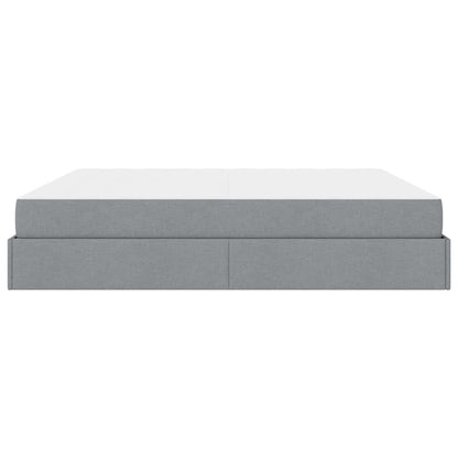 Bettgestell mit Speicher Hellgrau 200 x 200 cm Stoff