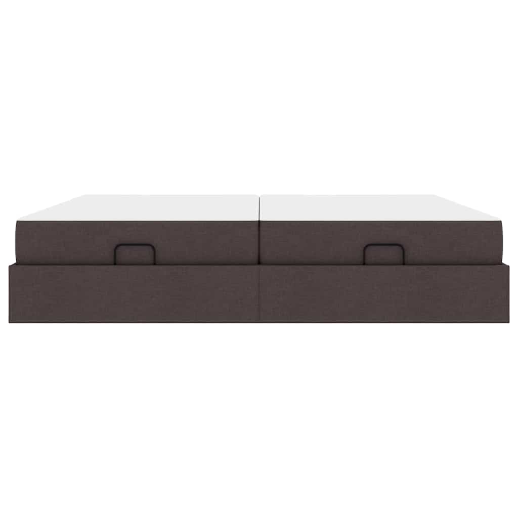 Bettgestell mit Speicher Dunkelbraun 200 x 200 cm Stoff