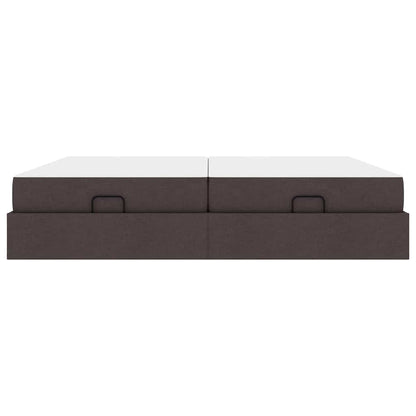 Bettgestell mit Speicher Dunkelbraun 200 x 200 cm Stoff