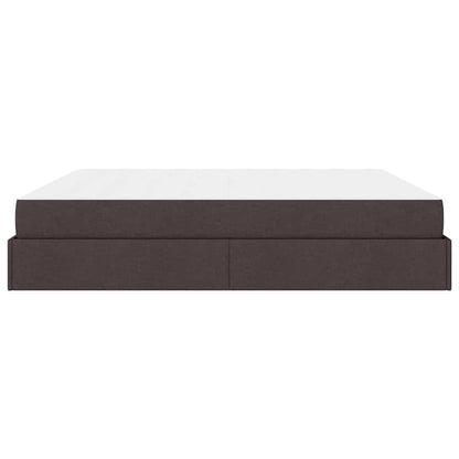 Bettgestell mit Speicher Dunkelbraun 200 x 200 cm Stoff