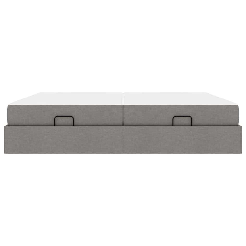 Bettgestell mit Speicher Taupe 200 x 200 cm Stoff