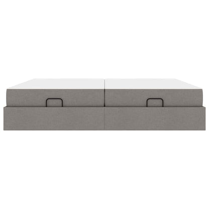 Bettgestell mit Speicher Taupe 200 x 200 cm Stoff
