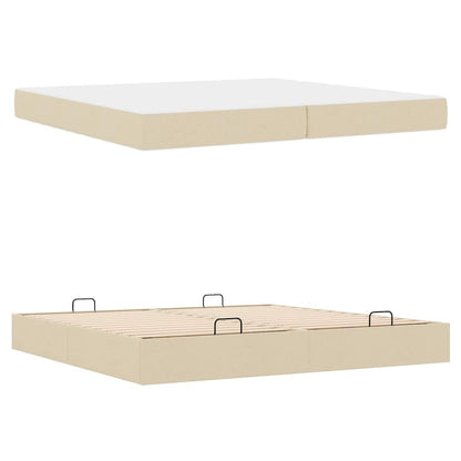 Bettgestell mit Speicher Creme 200 x 200 cm Stoff