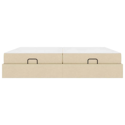 Bettgestell mit Speicher Creme 200 x 200 cm Stoff