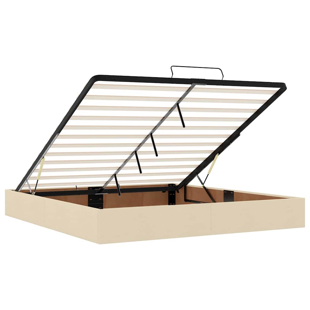 Bettgestell mit Speicher Creme 200 x 200 cm Stoff